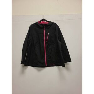 FreeTech Womens 3X 22W-24W Softshell Jacket Black Pink Outerwear Coat Plus Size